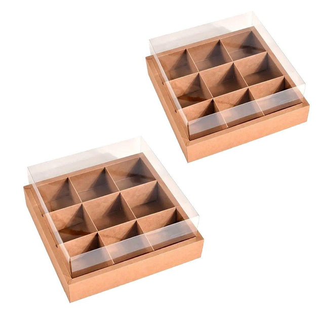 Pastry Box with Clear Lid 5-Pack Kraft Paper