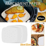 Perforated Air Fryer Parchment Paper Liners 100PCS 2Sizes Square Non-stick - Discount Packaging Warehouse