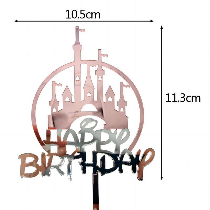 Pink Castle Cake Topper 10-20SETS Acrylic 12x10cm - Discount Packaging Warehouse