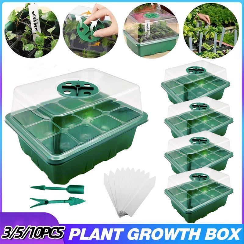 Plant Seeds Grow Box 3-10PCS 12Hole Propagation Nursery Seedling Starter Tray - Discount Packaging Warehouse