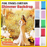 Rectangle Tinsel Curtain Shimmer Wall Backdrop 2M Length Party Decoration Sequin