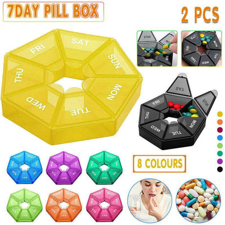 7Day Pill Box Medicine Dispenser 2PCS