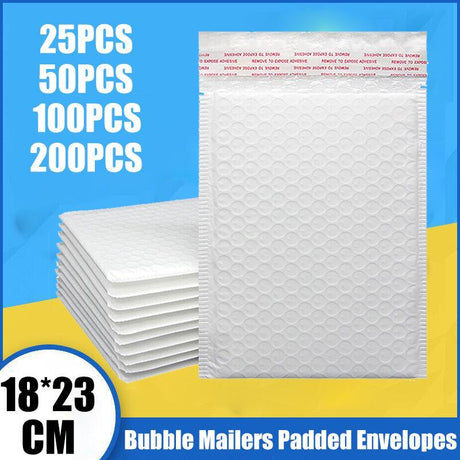 Poly Bubble Envelopes 25PCS 18*23cm White Self Sealing Cushioned Satchel - Discount Packaging Warehouse