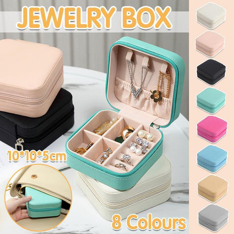 Compact and elegant travel jewelry case with multiple compartments