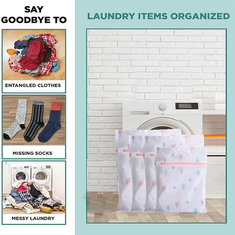 Assorted sizes of Wash Bags on a laundry room shelf