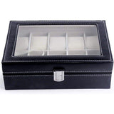 Elegant watch display box with clear top cover and plush interior
