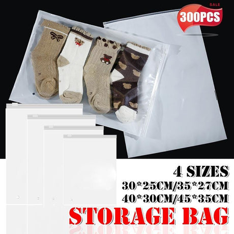 Resealable Storage Bags with Air Hole 300PCS 4Sizes Clothes Bag - Discount Packaging Warehouse