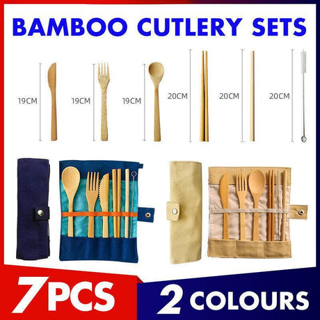 Eco-friendly bamboo cutlery set with carrying case