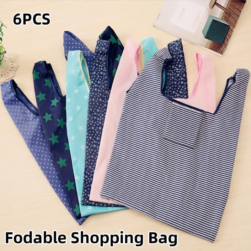 Reusable Foldable Shopping Bags 6PCS 6Styles Oxford Cloth - Discount Packaging Warehouse