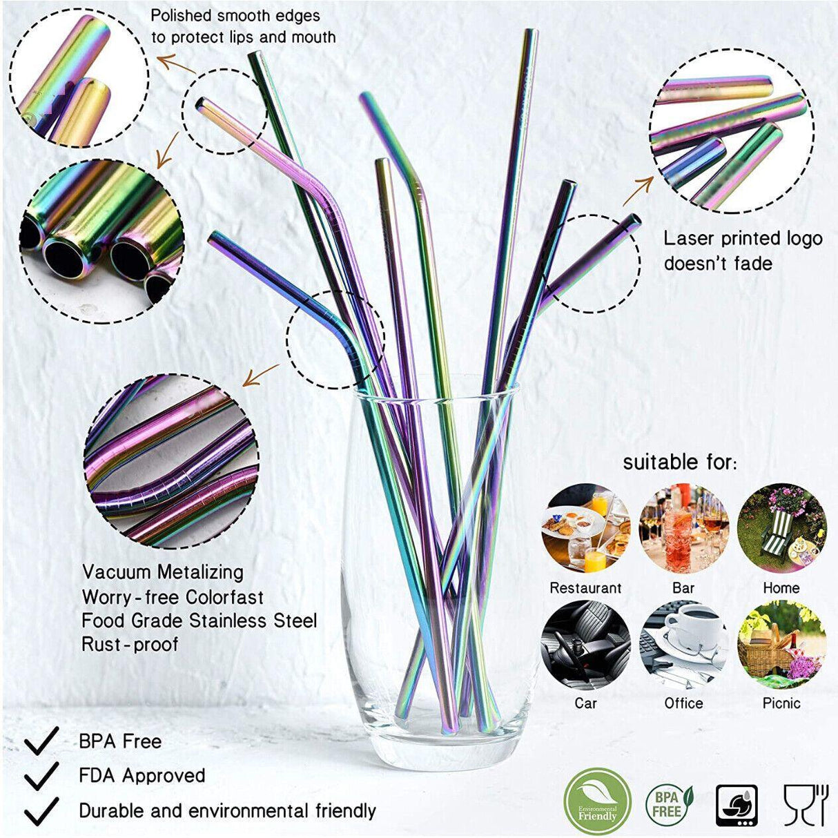 Durable and eco-friendly metal drinking straws for everyday use
