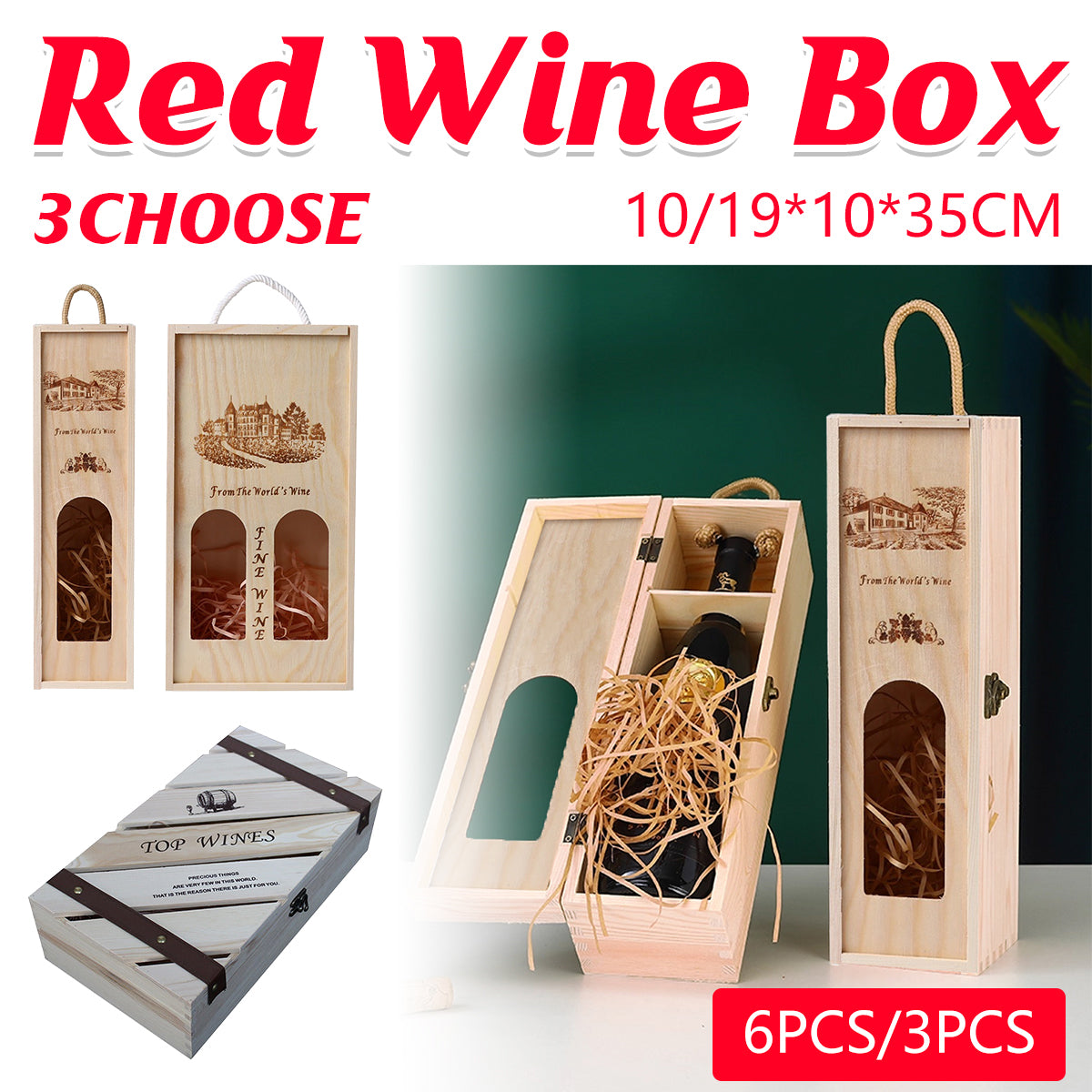 Wooden Wine Box Durable Exquisite Packaging Case for Wine Storage