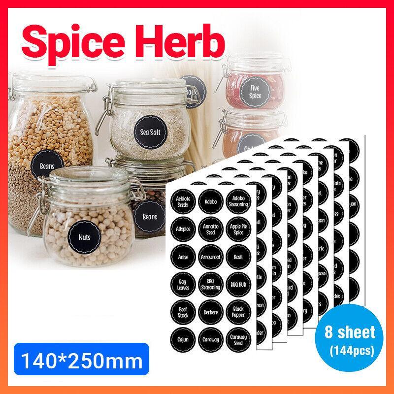 Spice Labels 144PCS Durable PVC Kitchen Pantry Stickers for Herb Storage Jars - Discount Packaging Warehouse