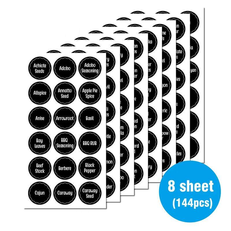 Spice Labels 144PCS Durable PVC Kitchen Pantry Stickers for Herb Storage Jars - Discount Packaging Warehouse