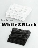 Cable Tie Wire 100/500PCS 7Sizes Metal+Plastic White/Black - Discount Packaging Warehouse