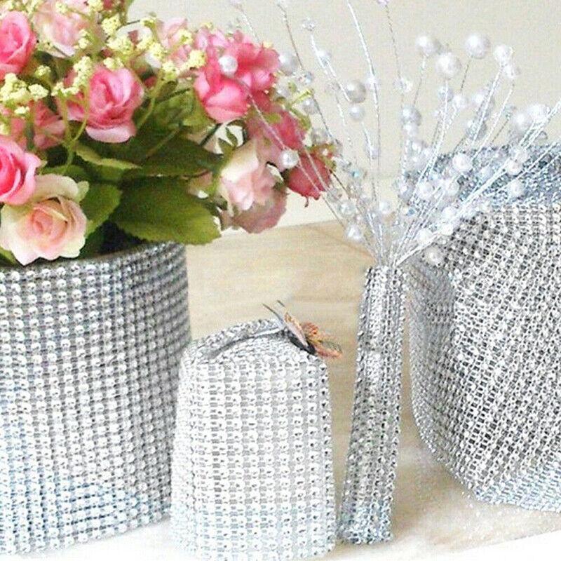 Sparkling diamond mesh ribbon used in a craft project