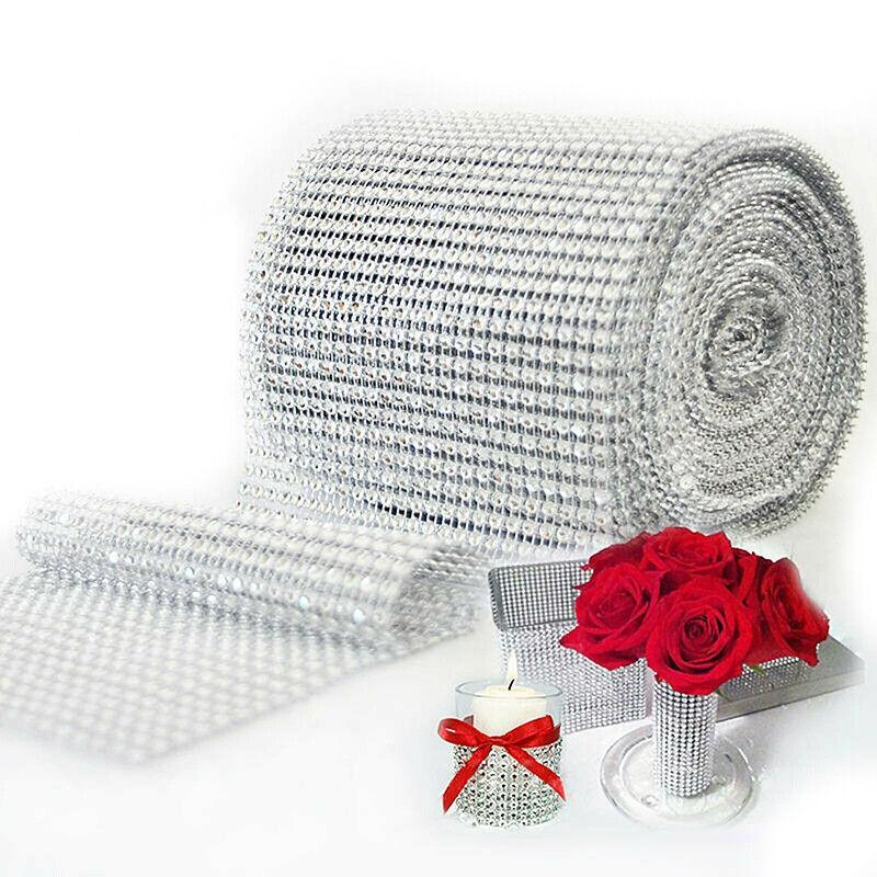 Sparkling diamond mesh ribbon used in a craft project