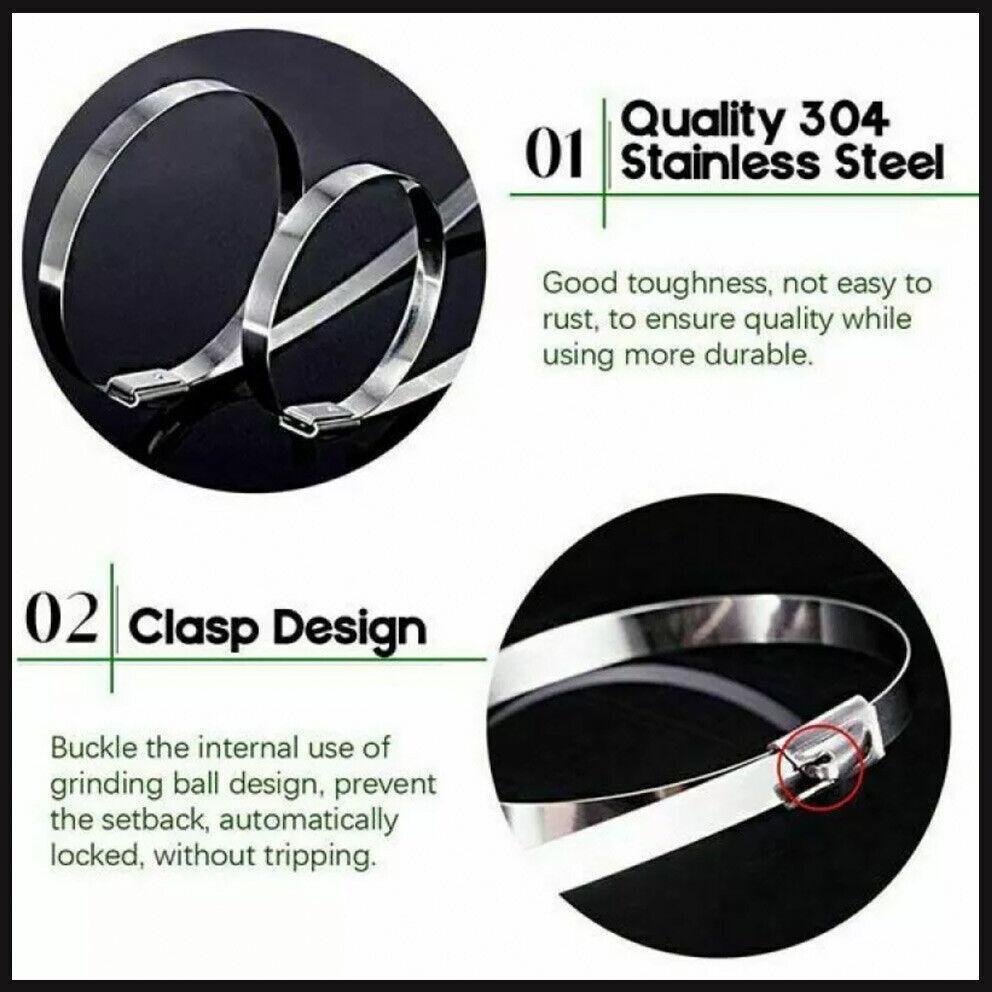 Durable stainless steel cable ties for secure fastening