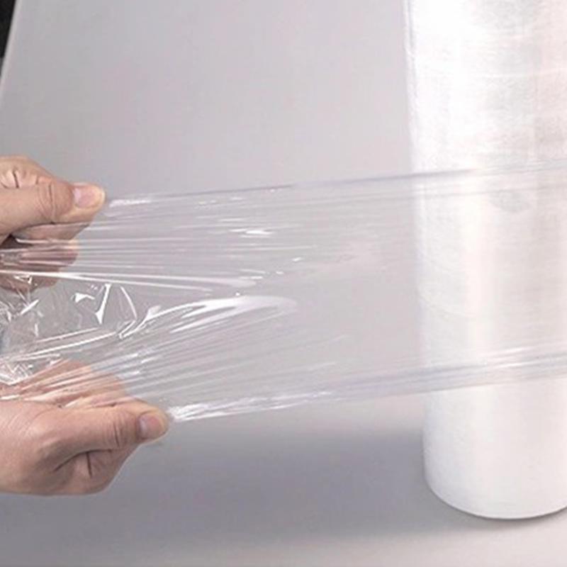 Clear and durable stretch wrap securing packages