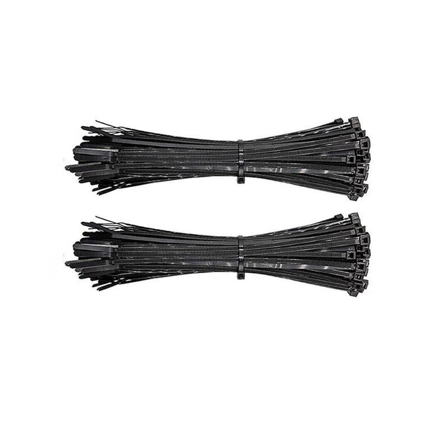 Plastic cable ties neatly organizing cables and wires, showcasing their durability and strength