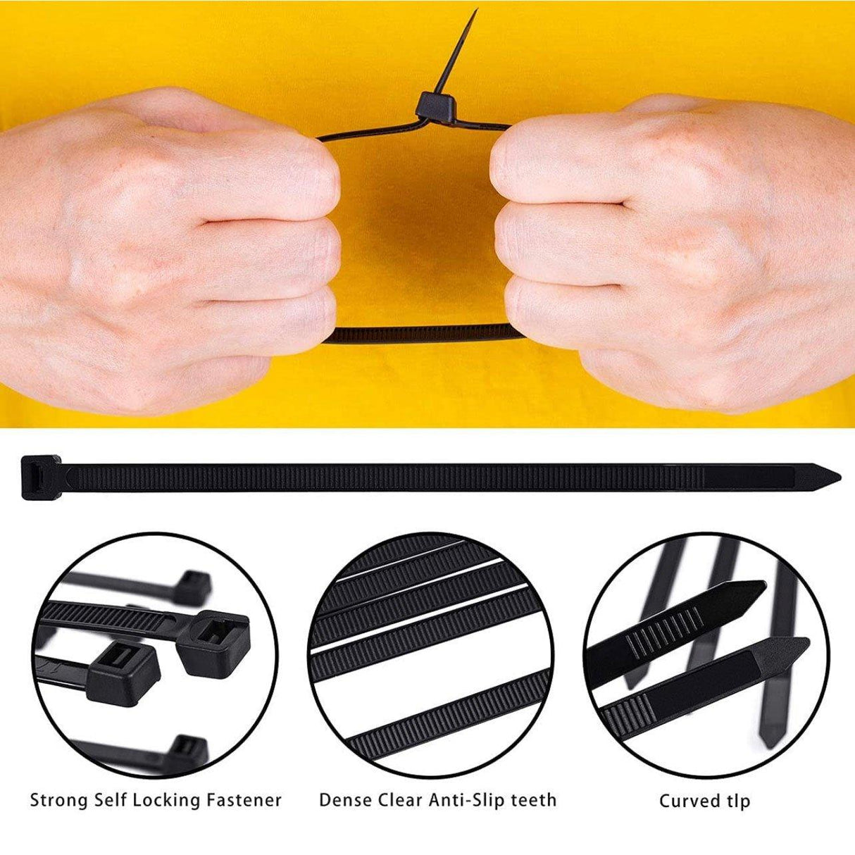 Plastic cable ties neatly organizing cables and wires, showcasing their durability and strength