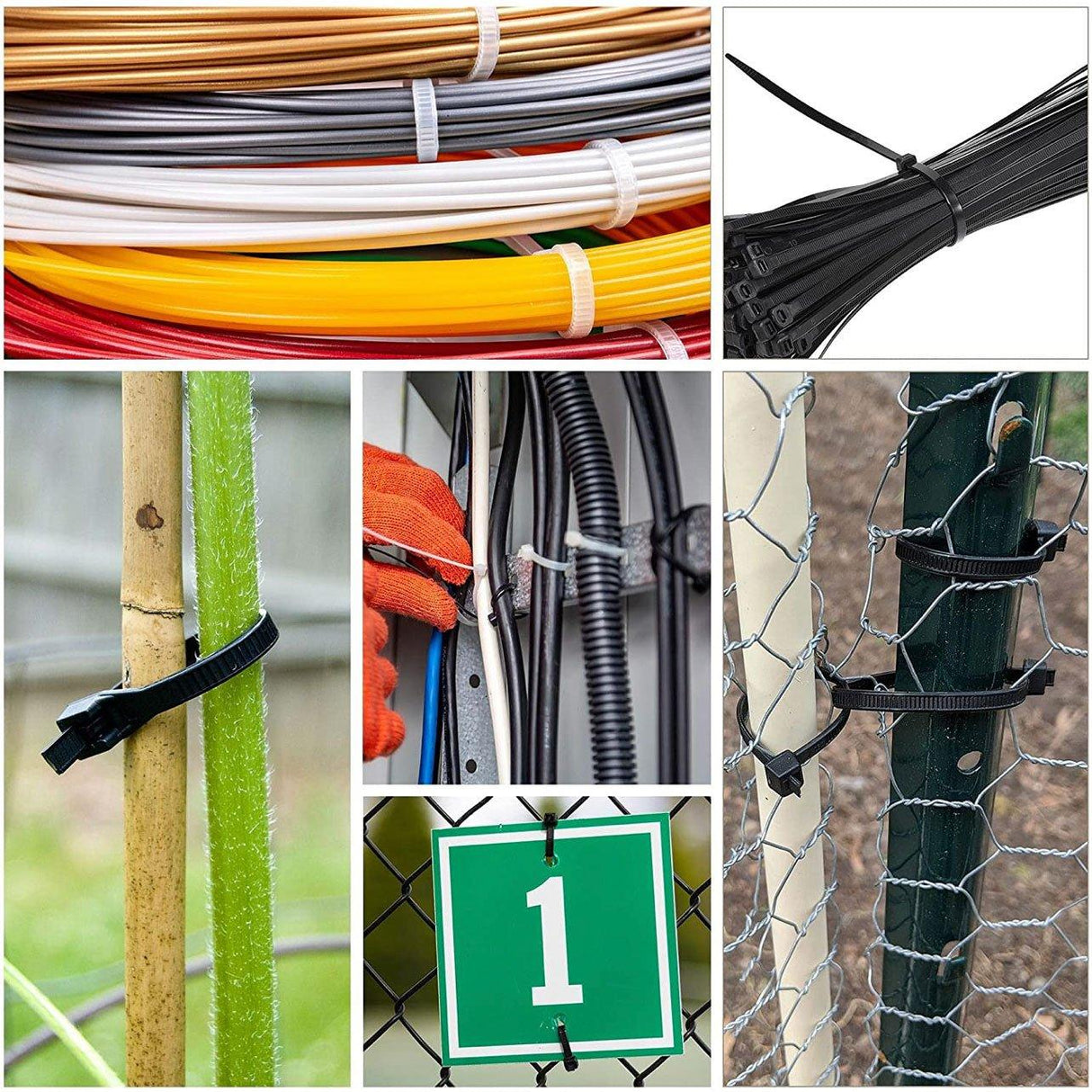 Plastic cable ties neatly organizing cables and wires, showcasing their durability and strength