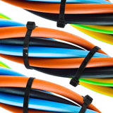 Plastic cable ties neatly organizing cables and wires, showcasing their durability and strength