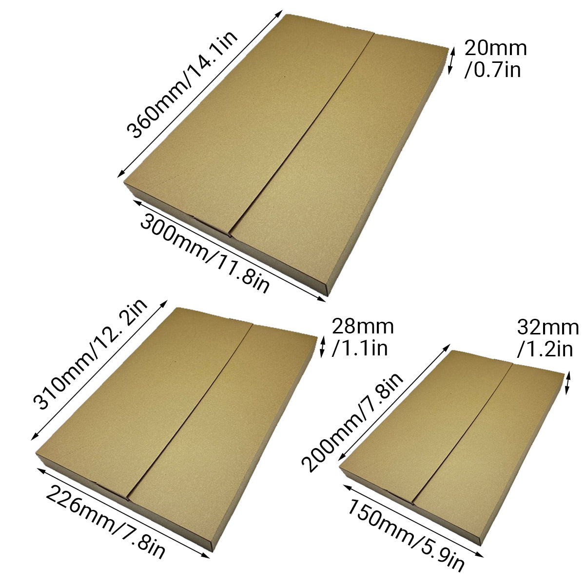 50PCS Kraft Paper Shipping Boxes Drop-Resistant for Ecommerce