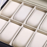 Elegant watch display box with clear top cover and plush interior