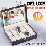 Elegant watch display box with clear top cover and plush interior