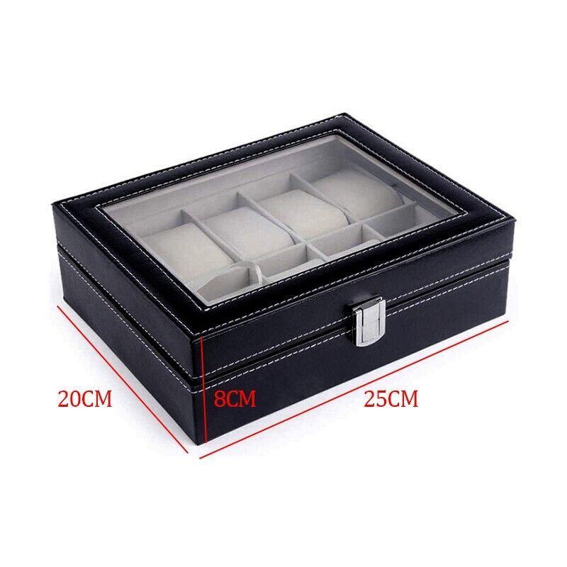 Elegant watch display box with clear top cover and plush interior