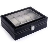 Elegant watch display box with clear top cover and plush interior