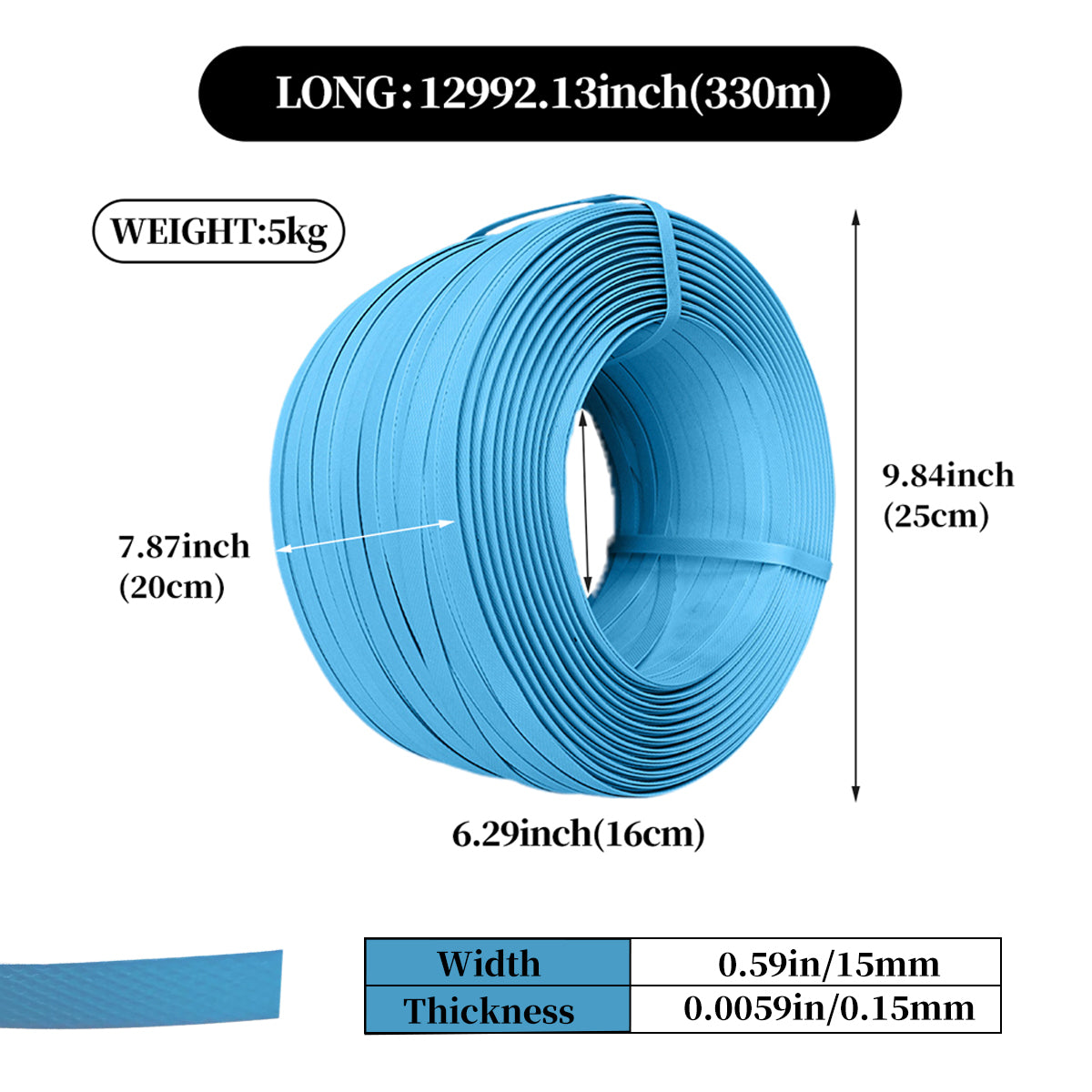 15mm Heavy Duty Plastic Packing Strap Roll for Binding