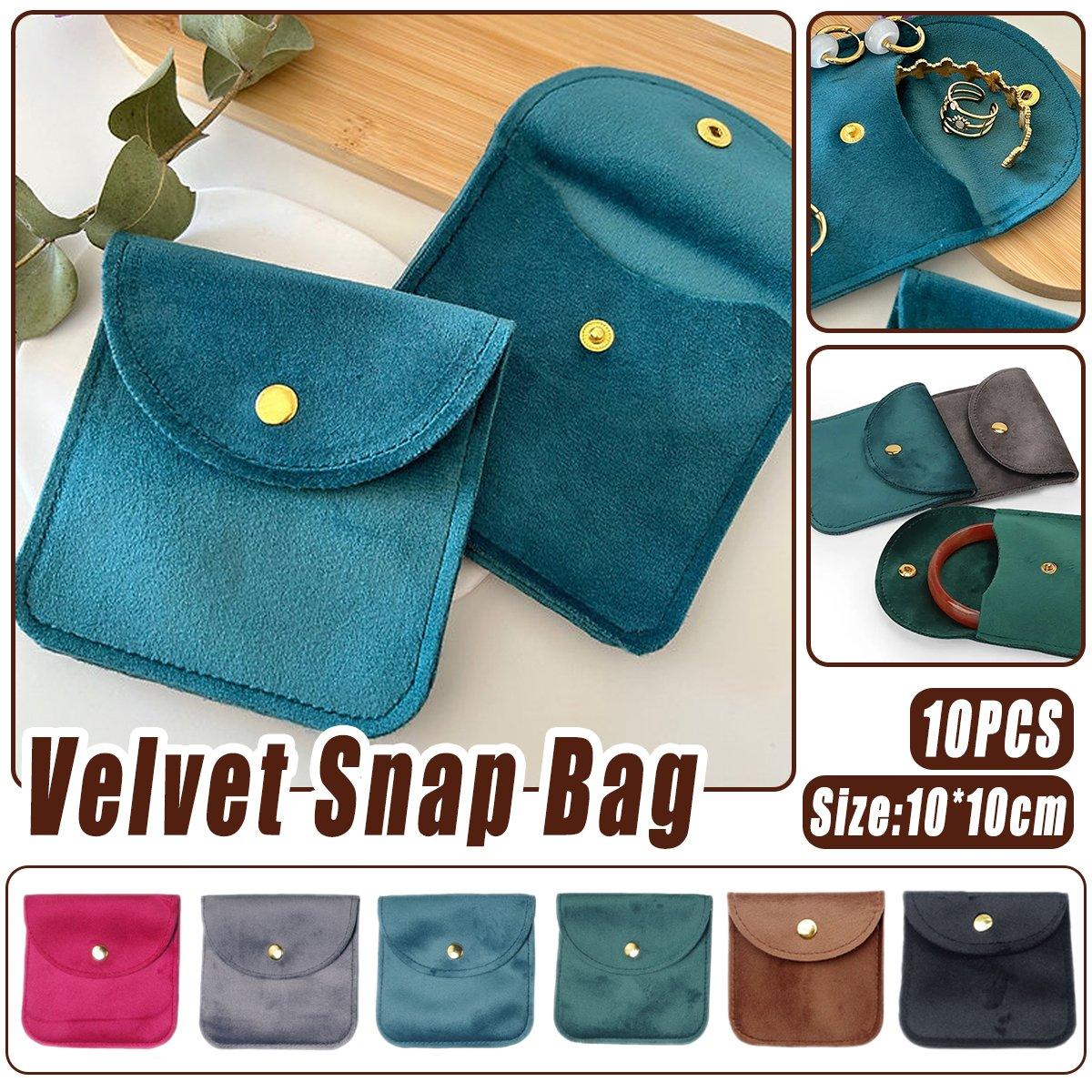 Snap Button Jewelry Pouch 10pcs Velvet Storage Bags