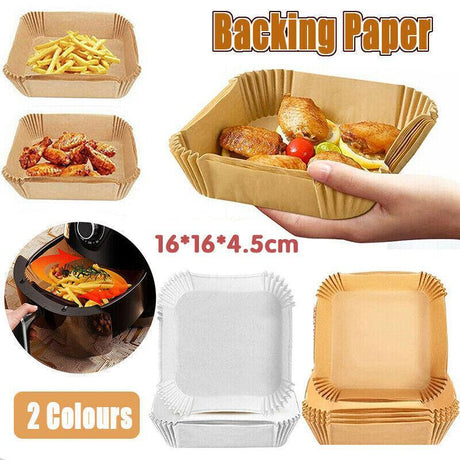 Square Air Fryer Disposable Paper Liner 50PCS 2Colours Non-Stick Baking Paper Liners WaterProof - Discount Packaging Warehouse
