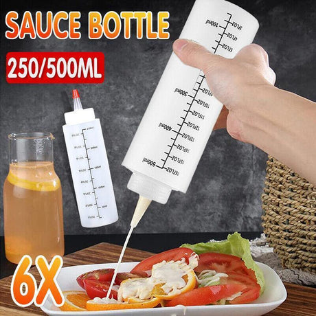 Squeeze Bottle 6PCS 2Sizes PE Translucent Sauce Condiment Dispenser - Discount Packaging Warehouse