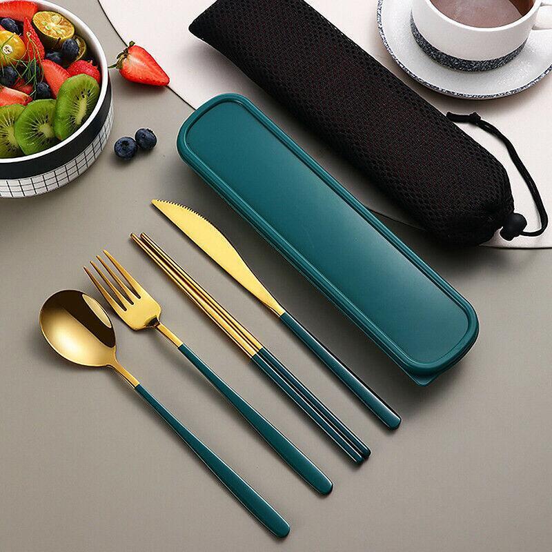 Stainless Steel Cutlery Set 6PCS 4Colours Knife Spoon Fork Chopsticks Box Bag - Discount Packaging Warehouse