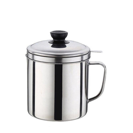 Stainless Steel Oil Strainer Filter Pot 1PC 1.8L Stainless Steel Oil Filter Storage Pot - Discount Packaging Warehouse