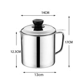 Stainless Steel Oil Strainer Filter Pot 1PC 1.8L Stainless Steel Oil Filter Storage Pot - Discount Packaging Warehouse