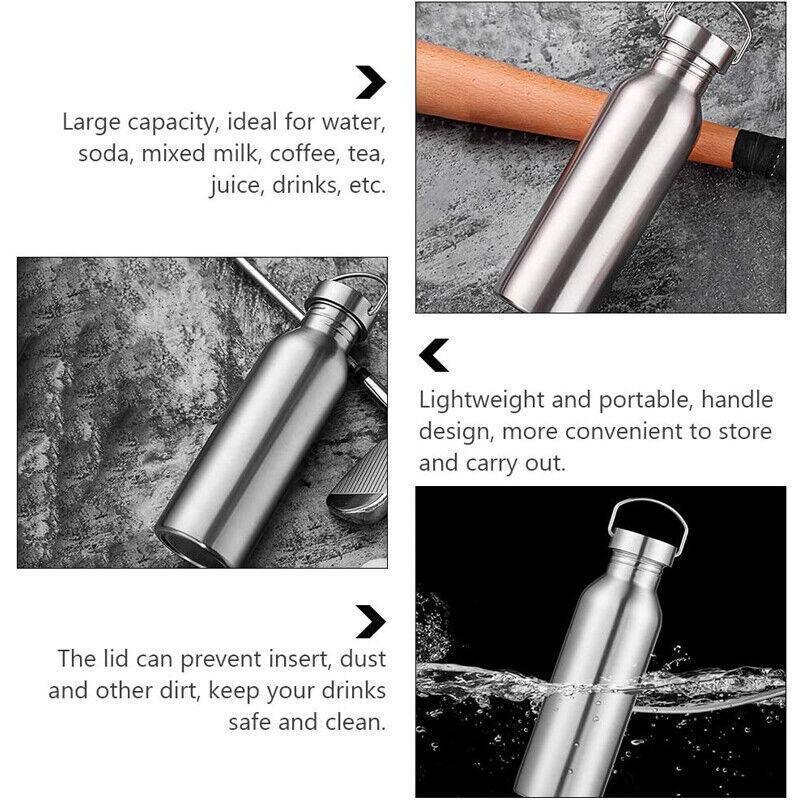 Stainless Steel Water Bottle 1PC 500-1000ml Single Layer Stainless Steel - Discount Packaging Warehouse