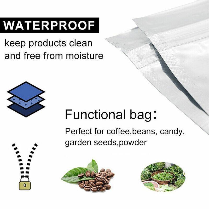 Stand Up Retail Bags 50PCS 8Sizes Aluminum Clear - Discount Packaging Warehouse