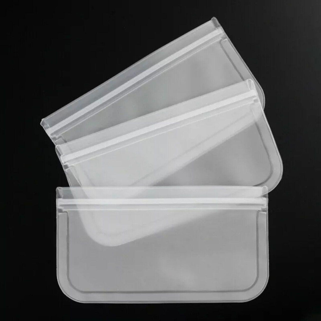 A variety of foods neatly stored in reusable freezer bags, showcasing their durability and versatility