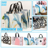 Stylish Non-Woven Tote Bags Durable Spunbond Fabric Reusable Shopping 25pcs