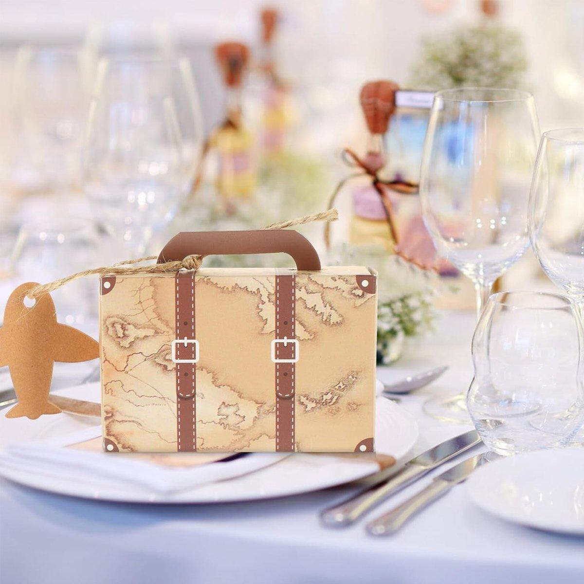 Suitcase Shaped Dessert Boxes 50PCS Kraft Paper