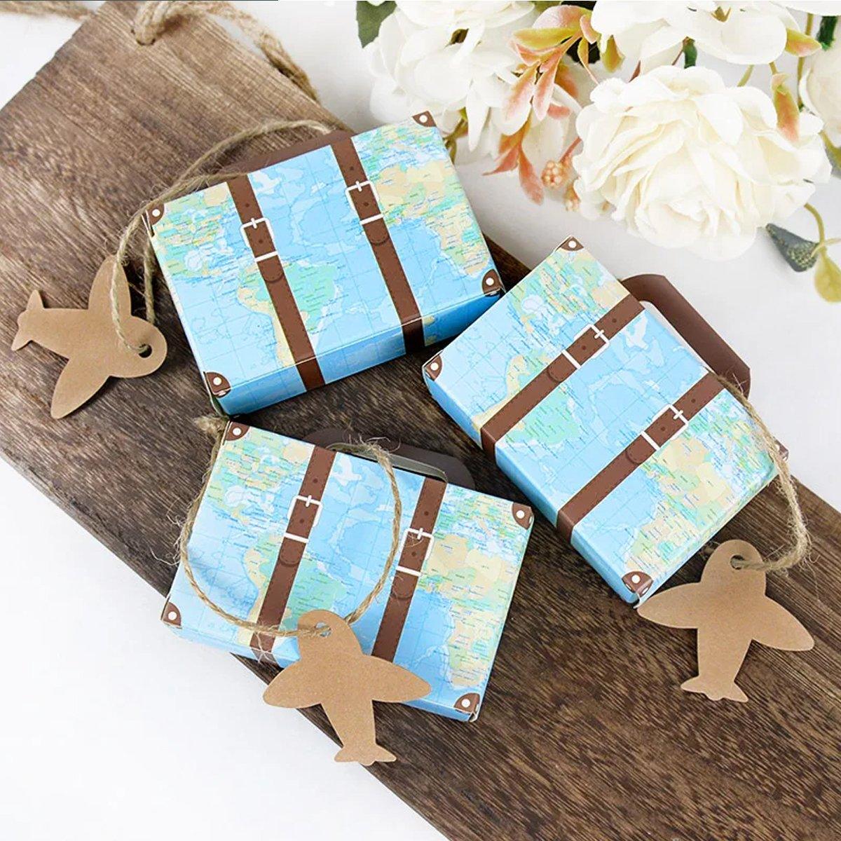 Suitcase Shaped Dessert Boxes 50PCS Kraft Paper