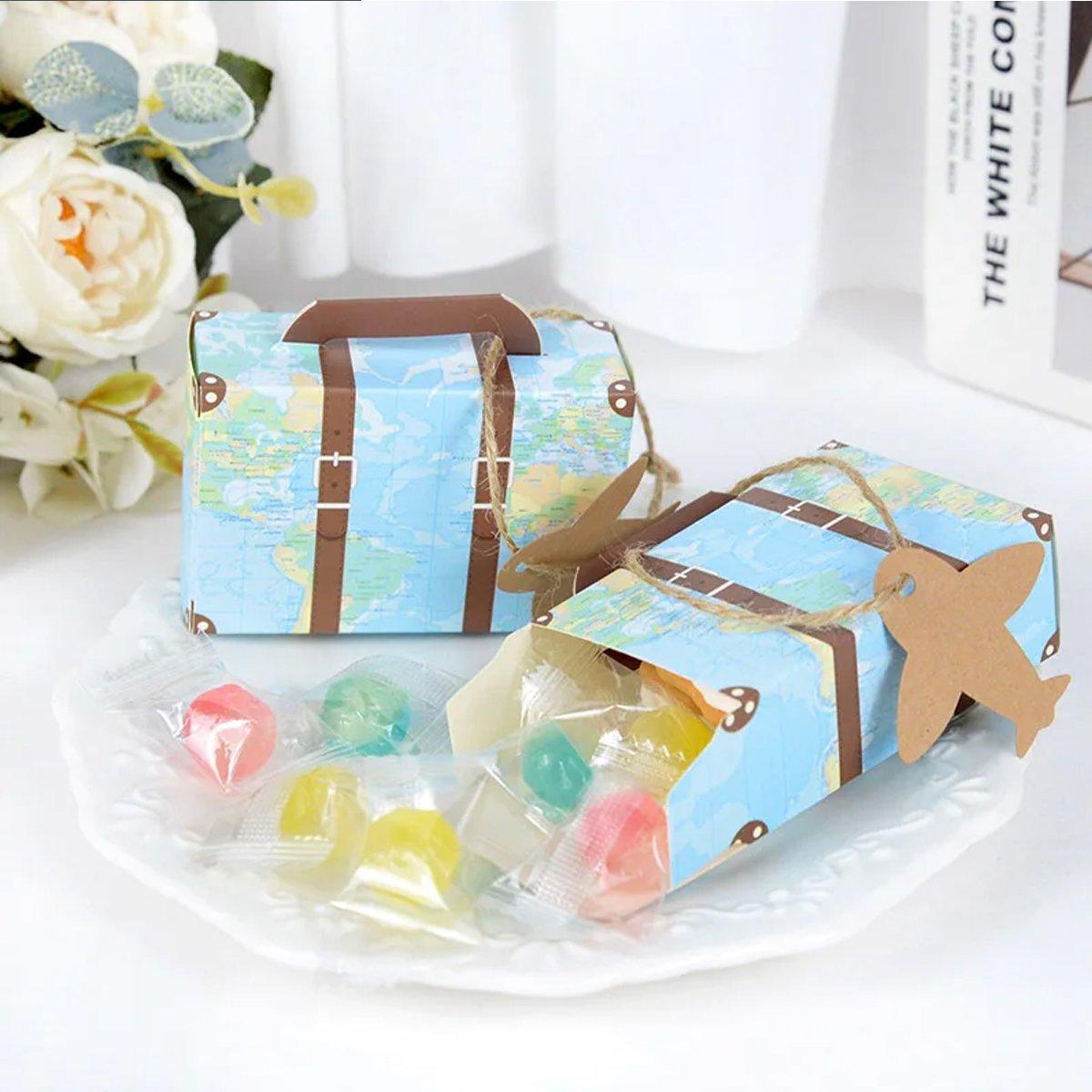 Suitcase Shaped Dessert Boxes 50PCS Kraft Paper