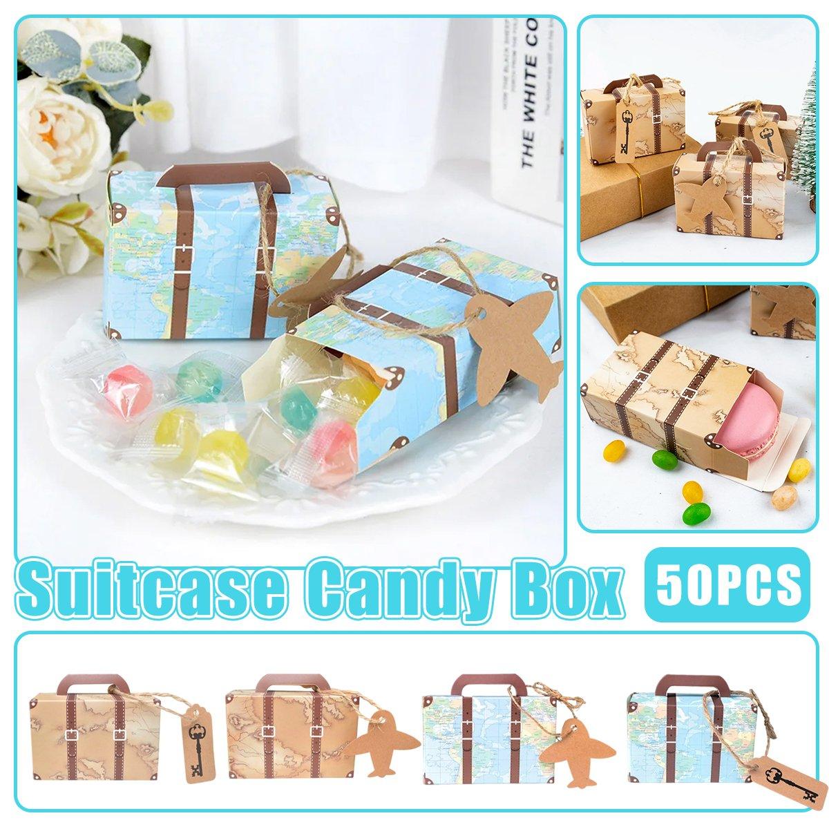 Suitcase Shaped Dessert Boxes 50PCS Kraft Paper