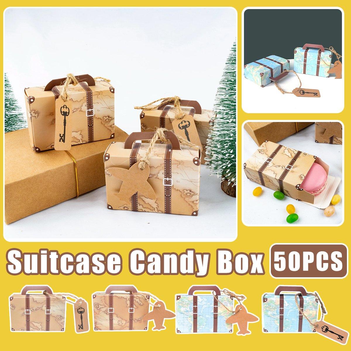 Suitcase Shaped Dessert Boxes 50PCS Kraft Paper