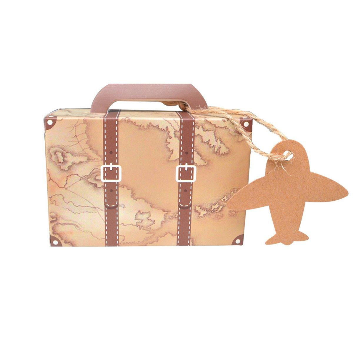 Suitcase Shaped Dessert Boxes 50PCS Kraft Paper