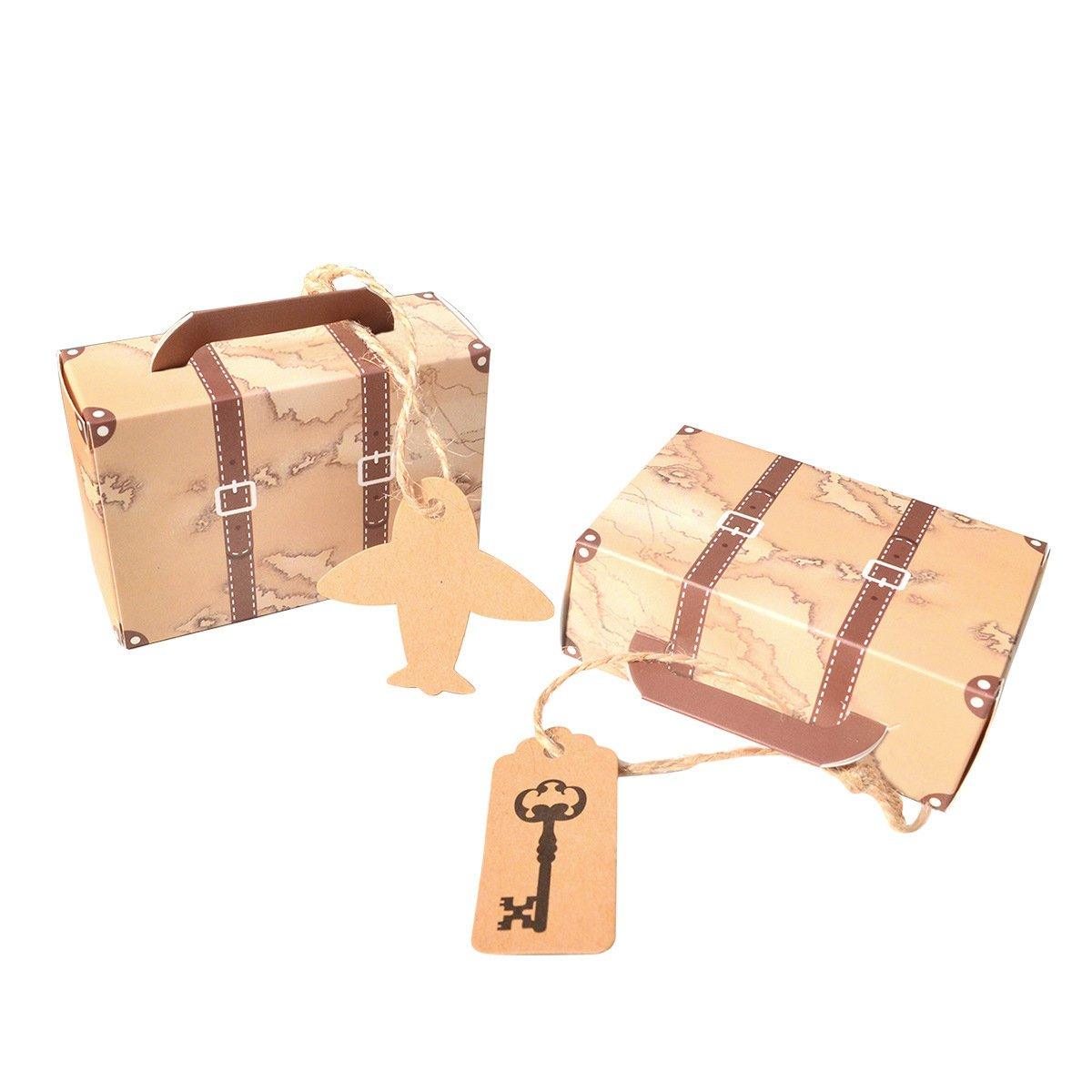 Suitcase Shaped Dessert Boxes 50PCS Kraft Paper