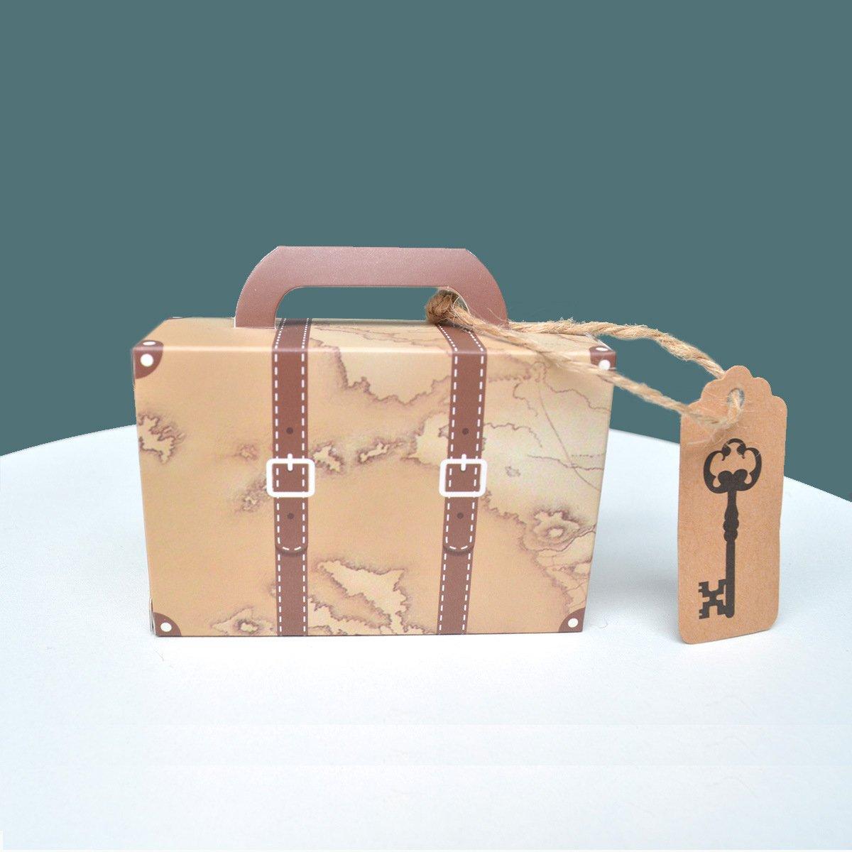 Suitcase Shaped Dessert Boxes 50PCS Kraft Paper